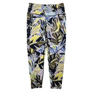 Sweaty Betty Power 7/8 Workout Leggings Sz S Green Paper Leaf Print 24" Inseam